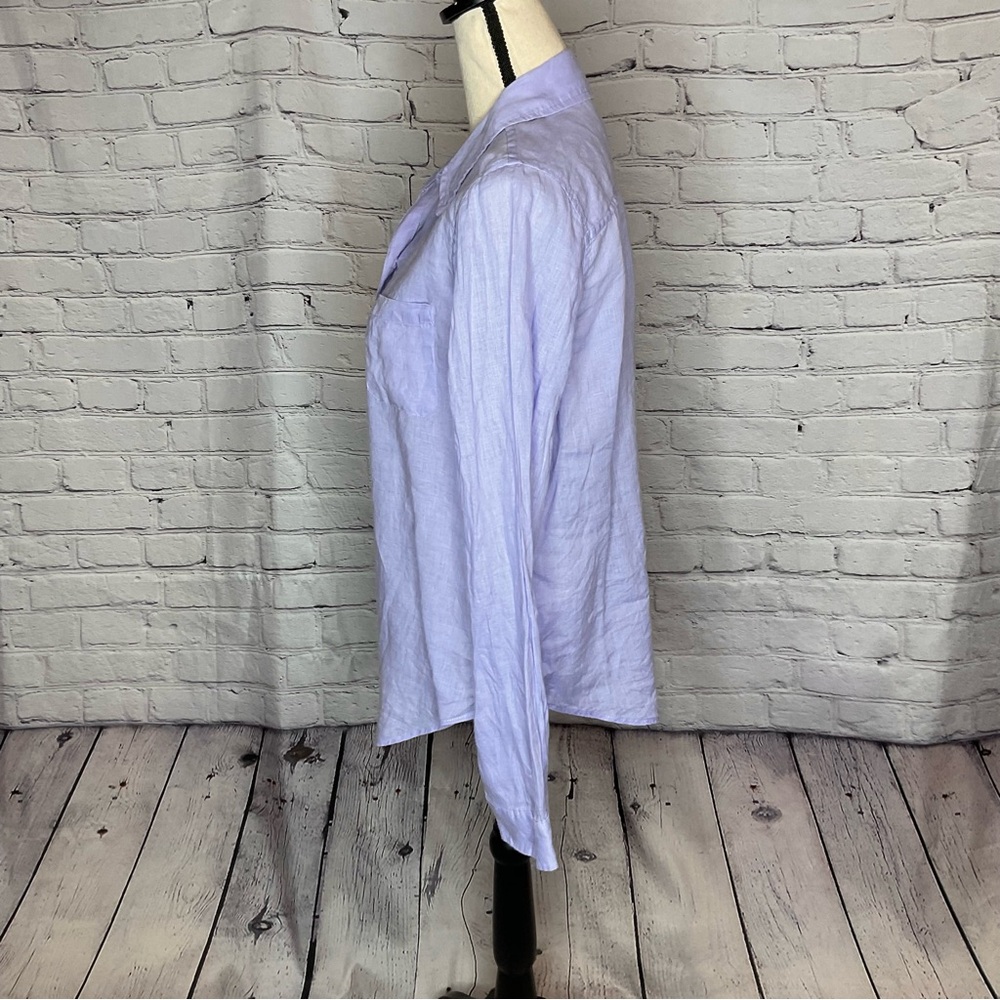 Lilly Pulitzer Pearly Purple Sea View Linen Long Sleeve Button Down Shirt Medium - Picture 6 of 16